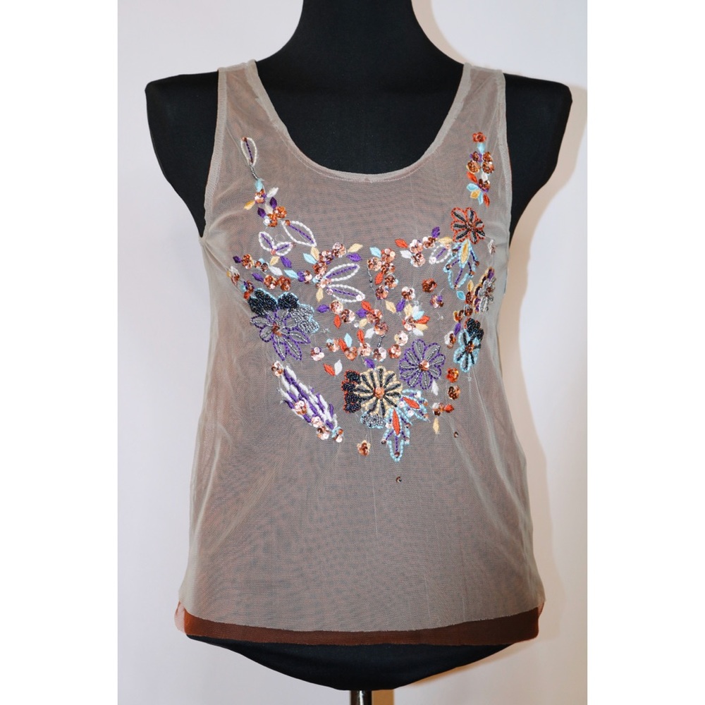 The Limited Embroidered Multi Mesh Top